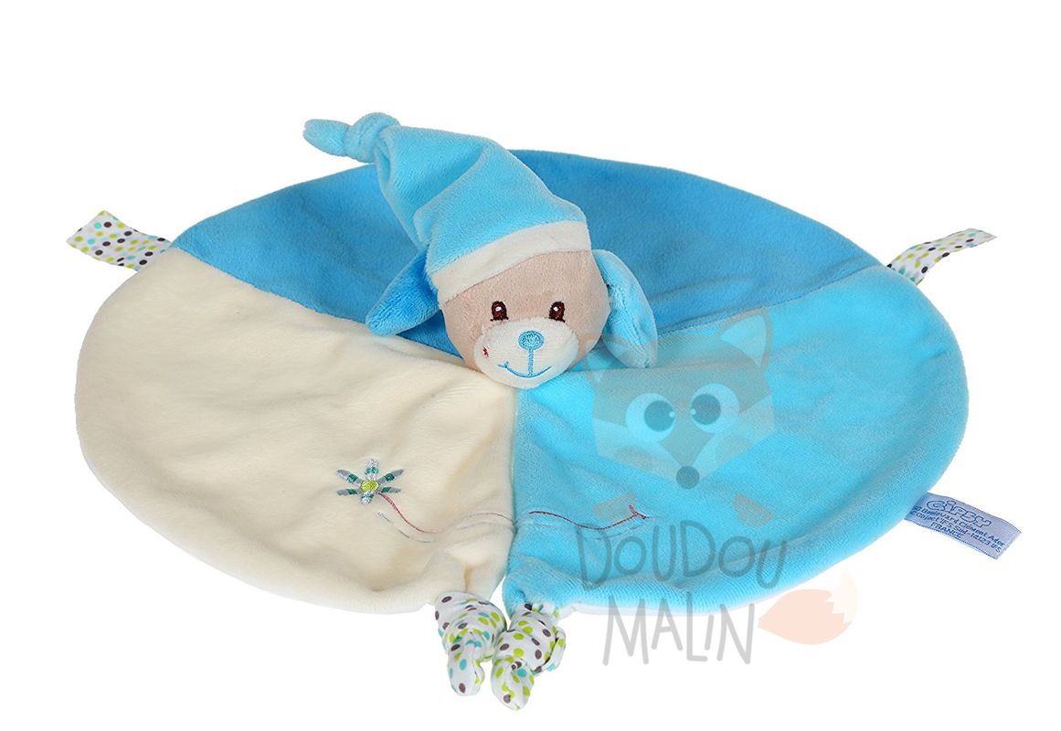  smile baby comforter blue beige dog flower 
